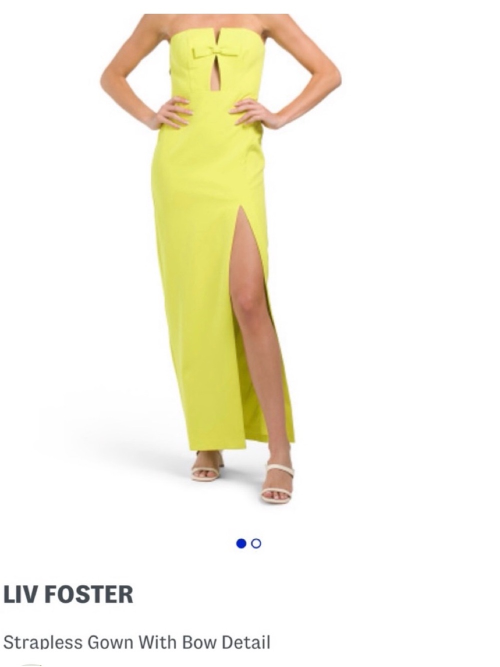 Liv Foster Strapless Yellow Bow-Detail Gown